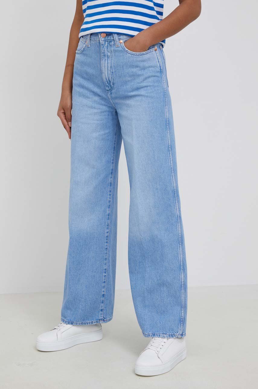Wrangler jeansi World Wide Crystal Ice femei, high waist