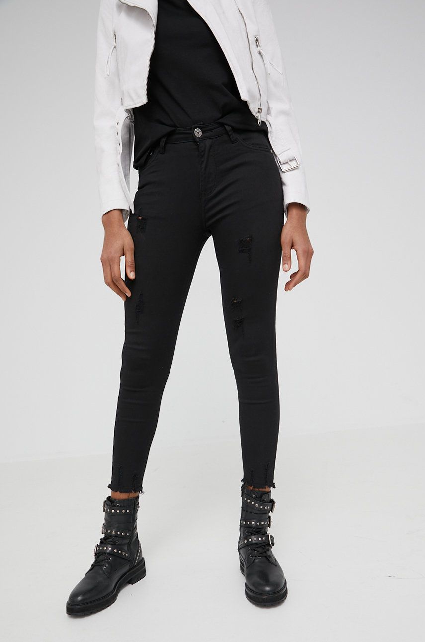 Answear Lab jeansi femei, culoarea negru, medium waist