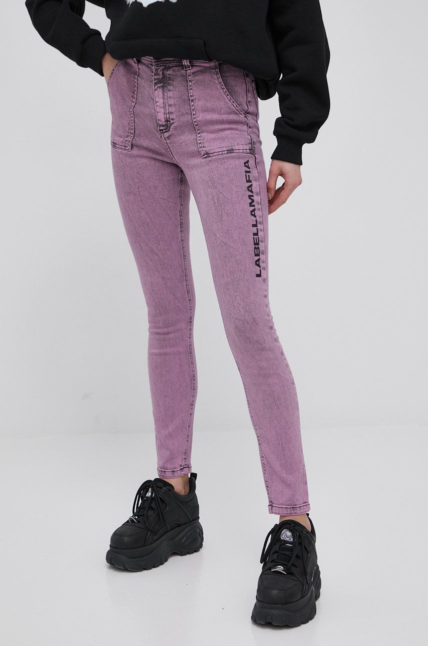 LaBellaMafia jeansi femei, culoarea roz, high waist