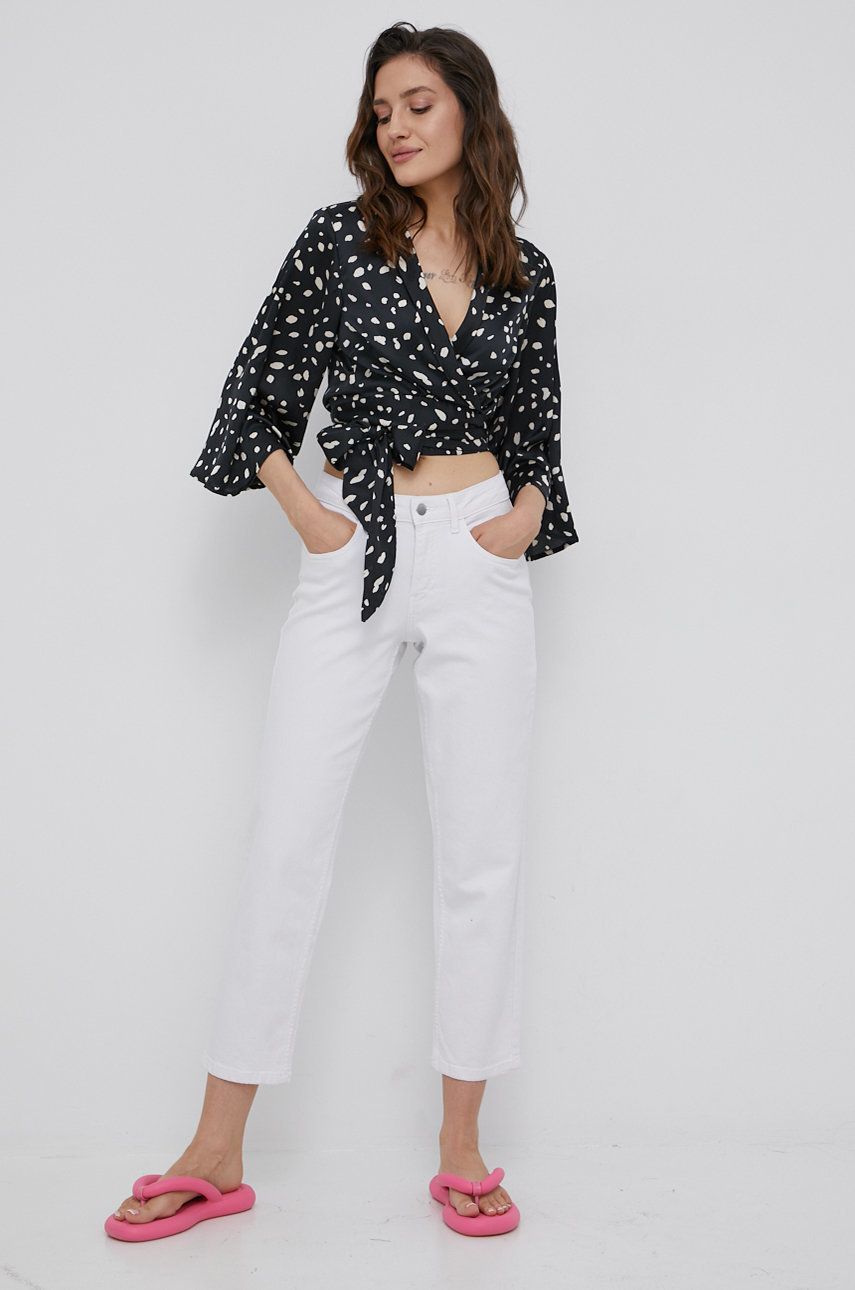 JDY jeansi femei, culoarea alb, medium waist