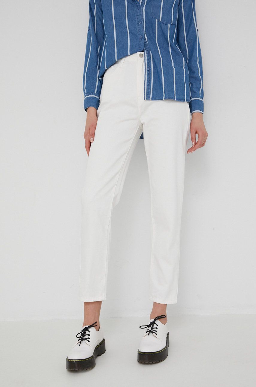 Answear Lab jeansi femei, culoarea alb, high waist