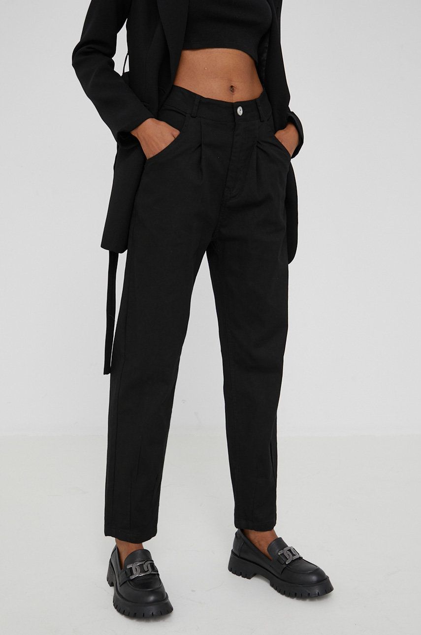 Answear Lab jeansi femei, culoarea negru, high waist
