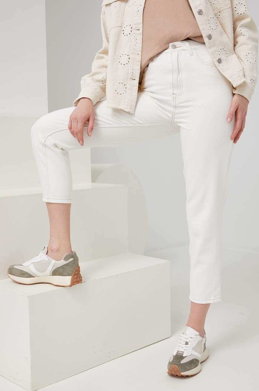 Answear Lab jeansi Premium Denim femei, culoarea alb, high waist