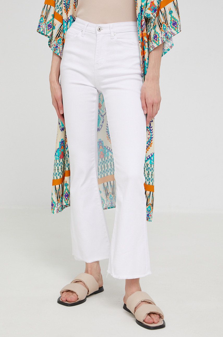 Answear Lab jeansi femei, culoarea alb, high waist