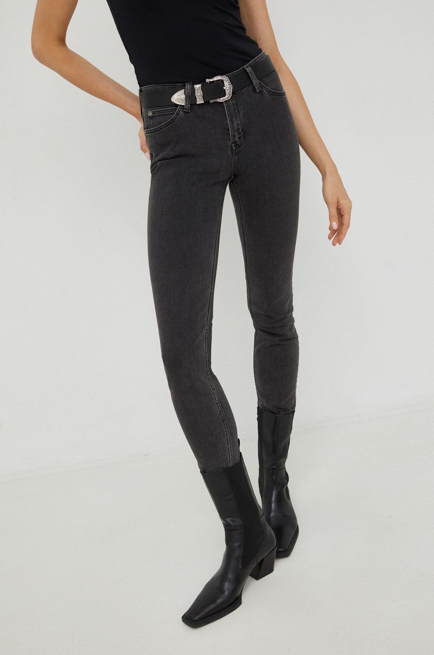 Lee jeansi Elly Black Mid Stone femei , medium waist