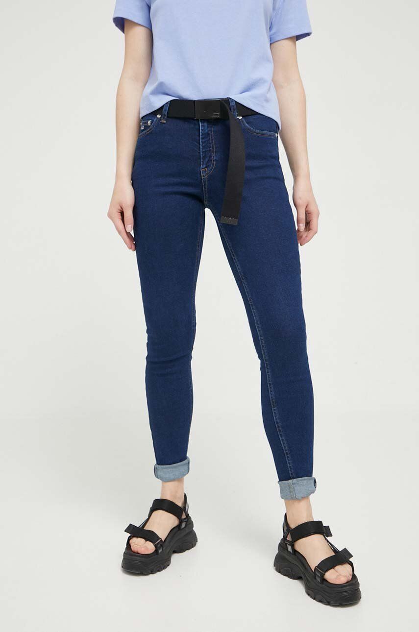 Tommy Jeans jeansi Nora femei, culoarea albastru marin