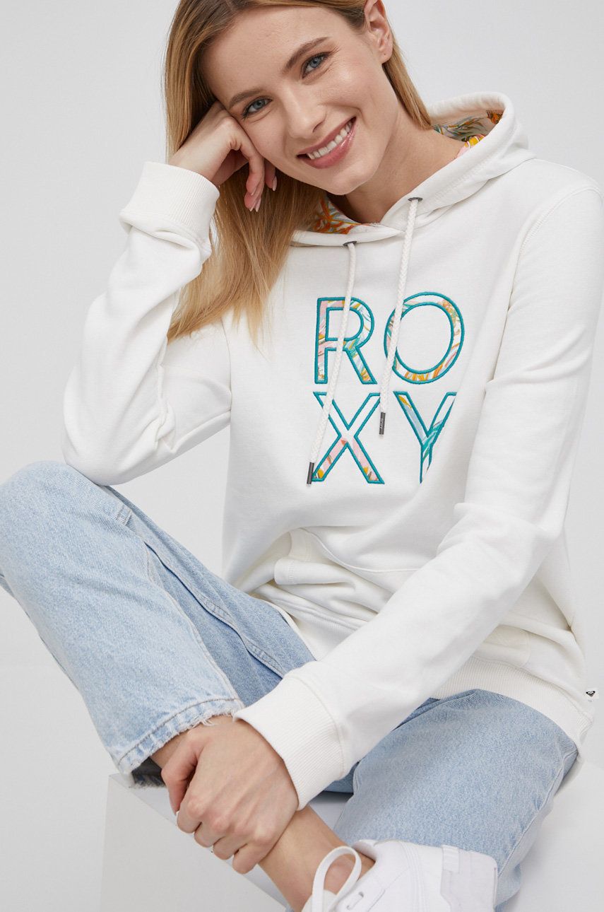 Roxy bluza femei, culoarea alb, cu imprimeu
