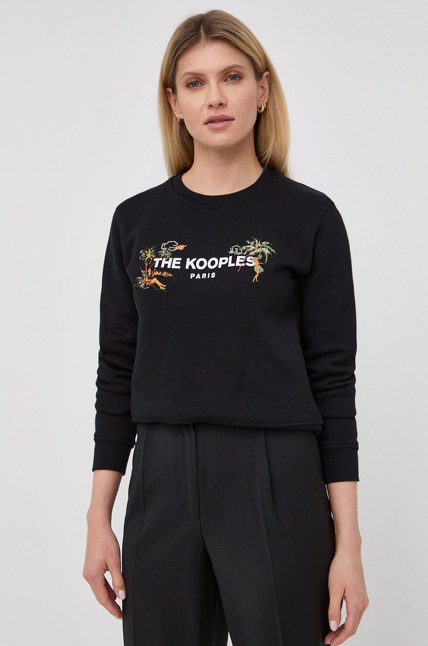 The Kooples bluza femei, culoarea negru, cu imprimeu
