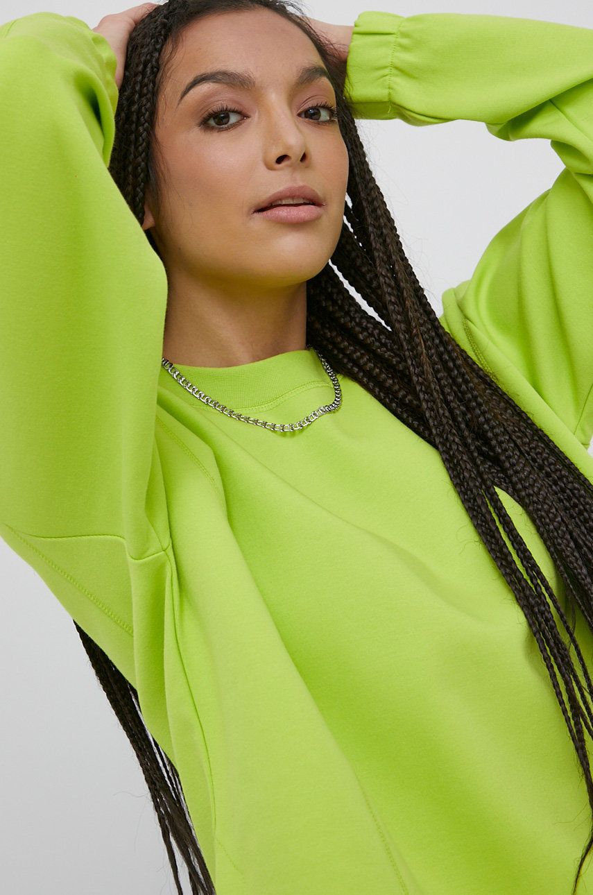Superdry bluza femei, culoarea verde, neted