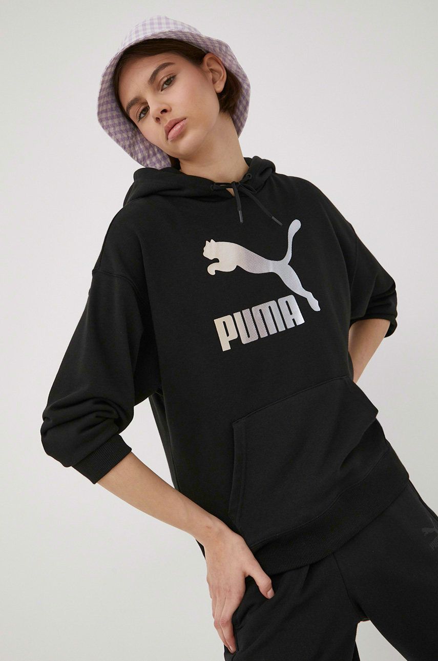 Puma bluza 534695 femei, culoarea negru, cu imprimeu