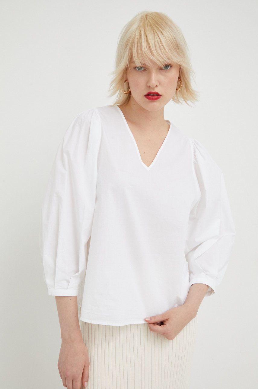 Marc O’Polo bluza din bumbac femei, culoarea alb, neted