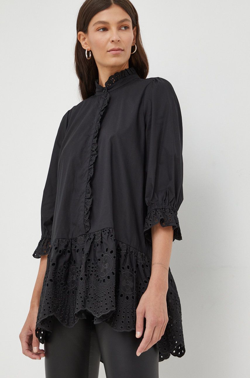 Bruuns Bazaar bluza culoarea negru, mini, evazati