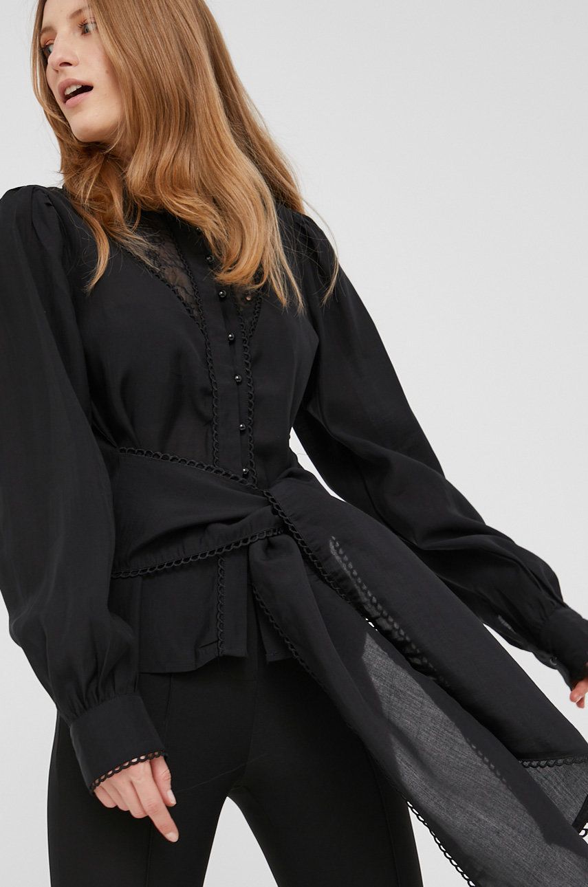 Answear Lab camasa femei, culoarea negru, cu guler clasic, regular