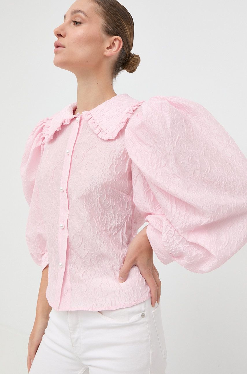 Custommade camasa femei, culoarea roz, cu guler clasic, regular