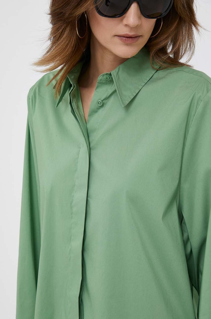 United Colors of Benetton camasa femei, culoarea verde, cu guler clasic, relaxed