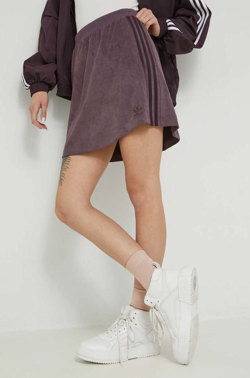 Adidas Originals fusta culoarea violet, mini, drept