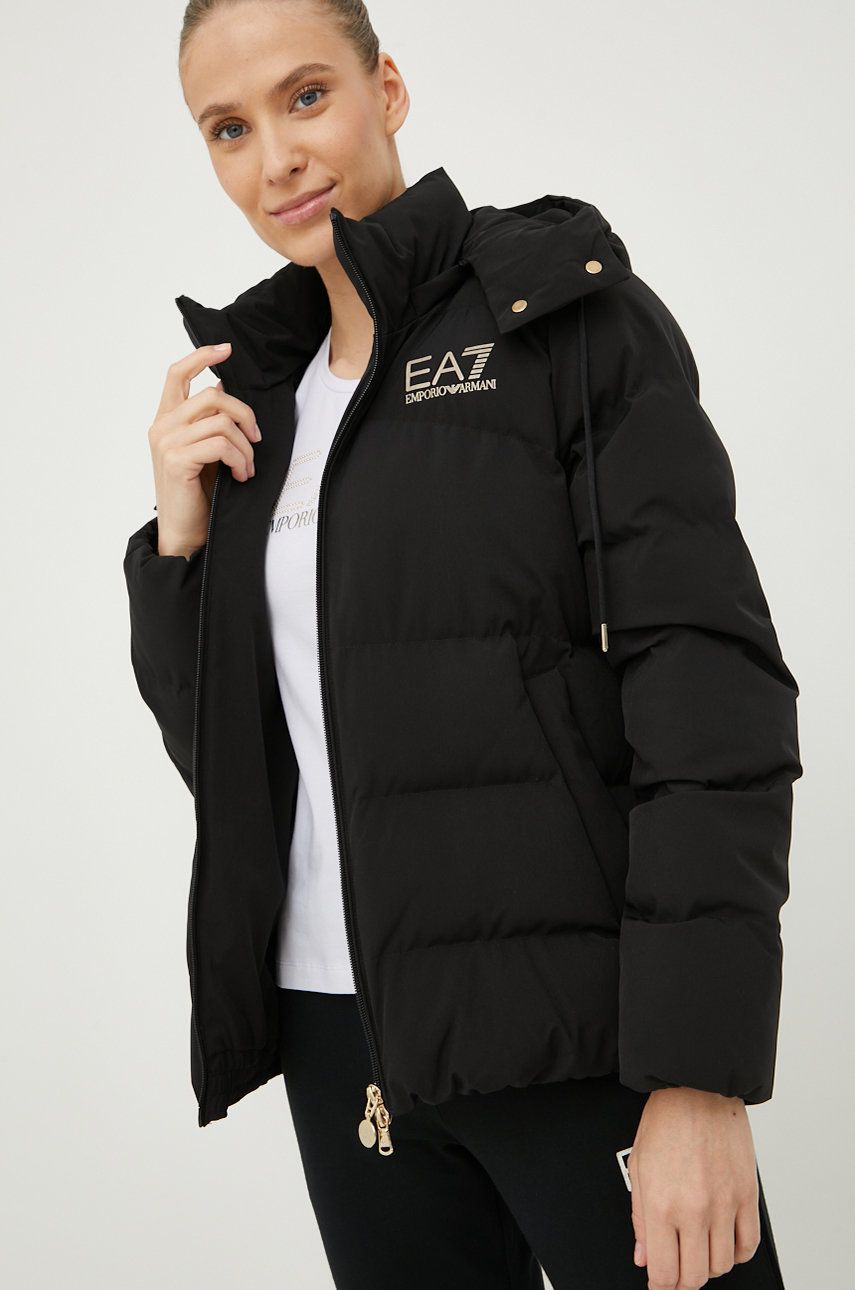 EA7 Emporio Armani geaca femei, culoarea negru, de iarna