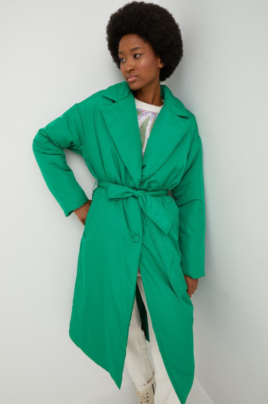 Answear Lab geaca femei, culoarea verde, de iarna, oversize