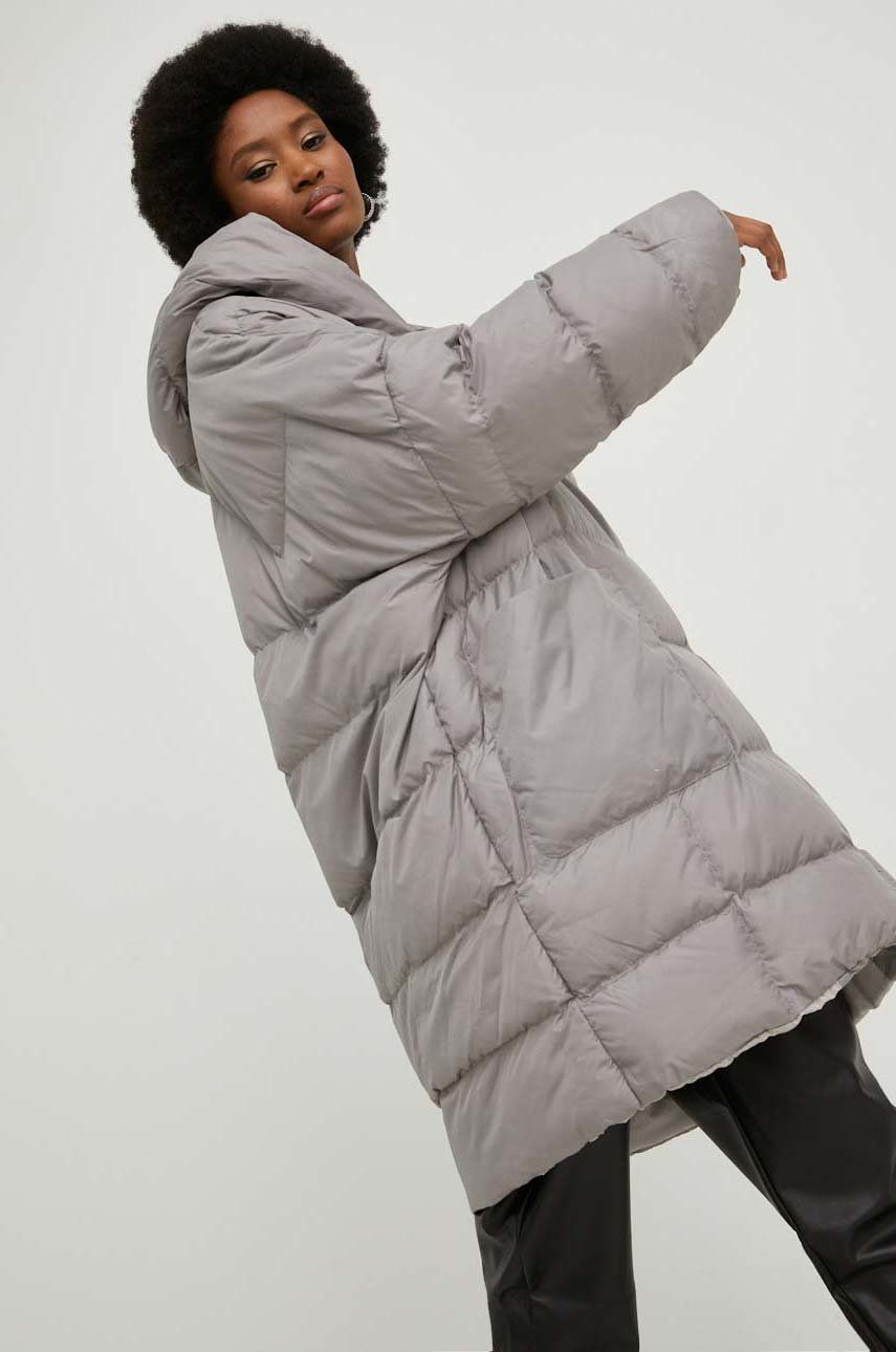 Answear Lab geaca femei, culoarea gri, de iarna, oversize