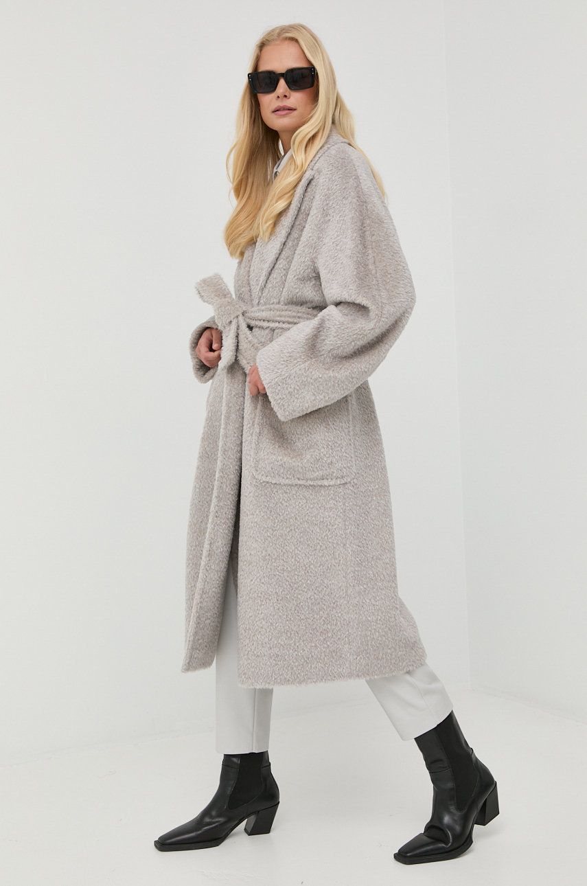 Marella palton de lana culoarea gri, de tranzitie