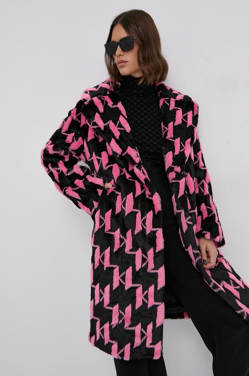 Karl Lagerfeld Palton femei, culoarea negru, de tranzitie