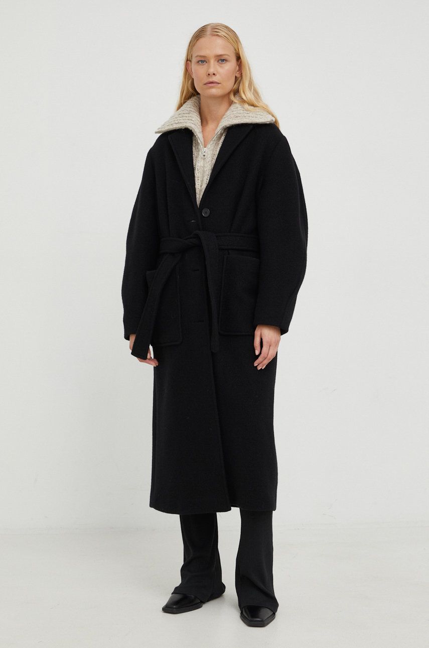 Marc O’Polo palton de lana culoarea negru, de tranzitie, oversize