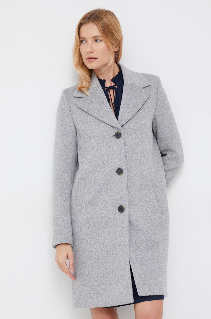 Selected Femme palton de lana culoarea gri, de tranzitie