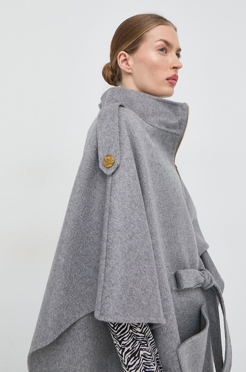 Luisa Spagnoli palton de lana culoarea gri, de tranzitie