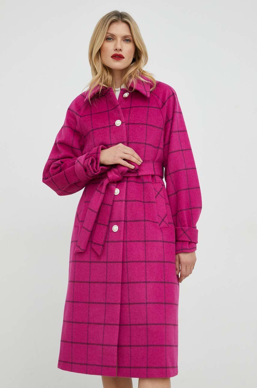 Custommade palton de lana Isabel culoarea roz, de tranzitie