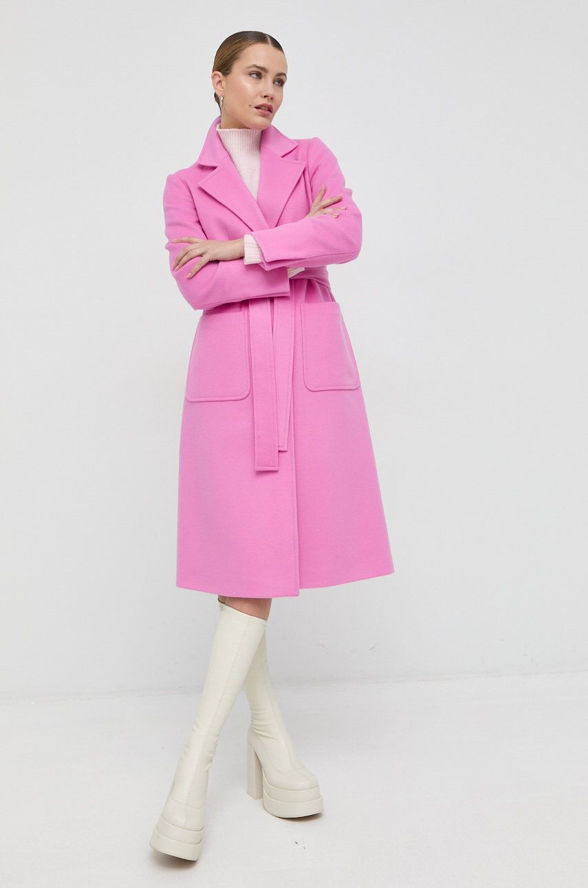 MAX&Co. palton de lana culoarea roz, de tranzitie