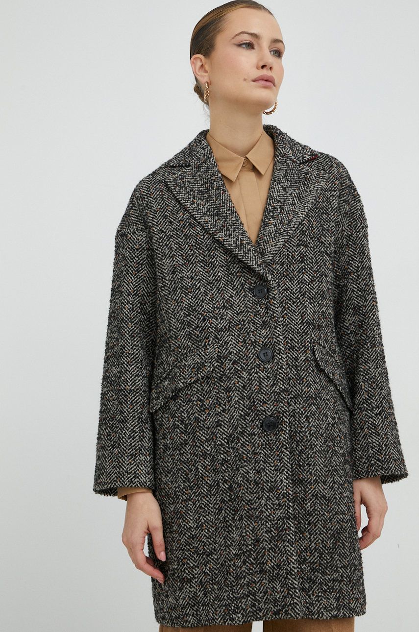 MAX&Co. palton din lana Baia culoarea negru, de tranzitie, oversize