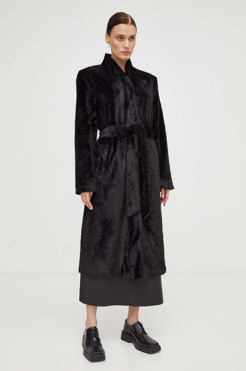 Bruuns Bazaar palton femei, culoarea negru, de tranzitie