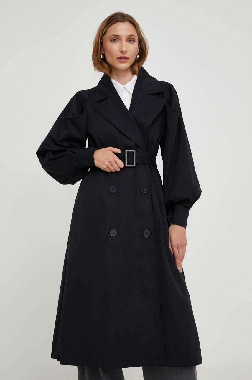 Answear Lab palton X limited collection NO SHAME femei, culoarea negru, de tranzitie, cu doua randuri de nasturi