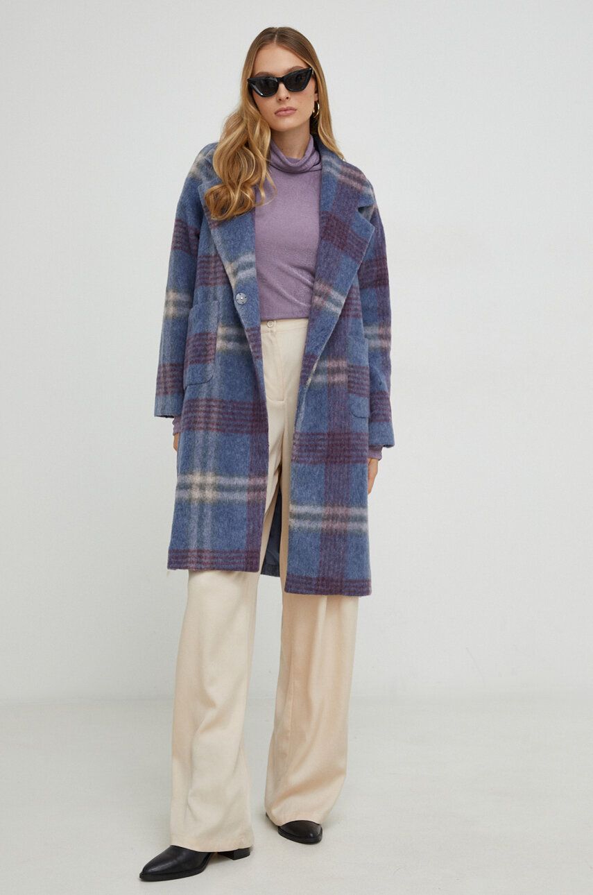 Answear Lab palton de lana culoarea violet, de tranzitie