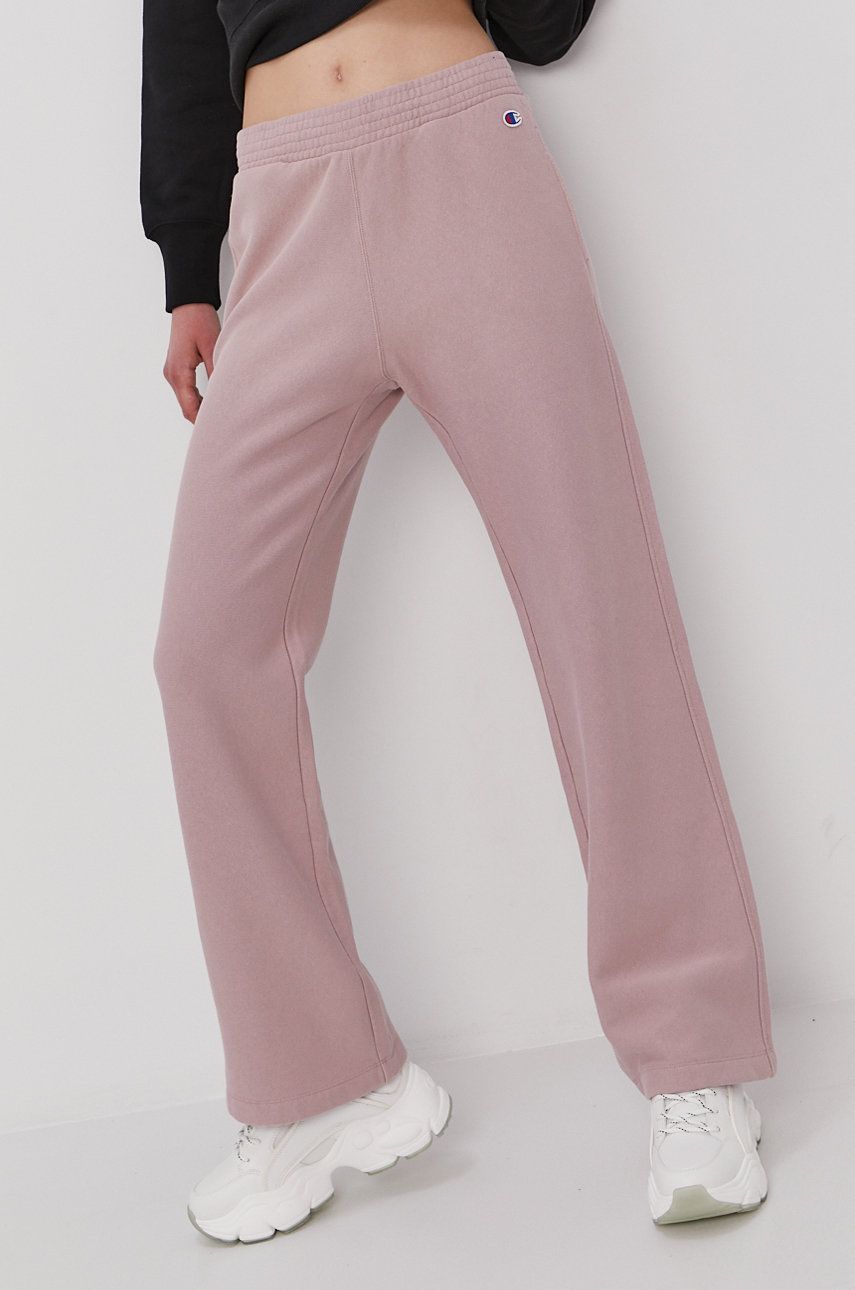 Champion Pantaloni femei, culoarea roz, material neted