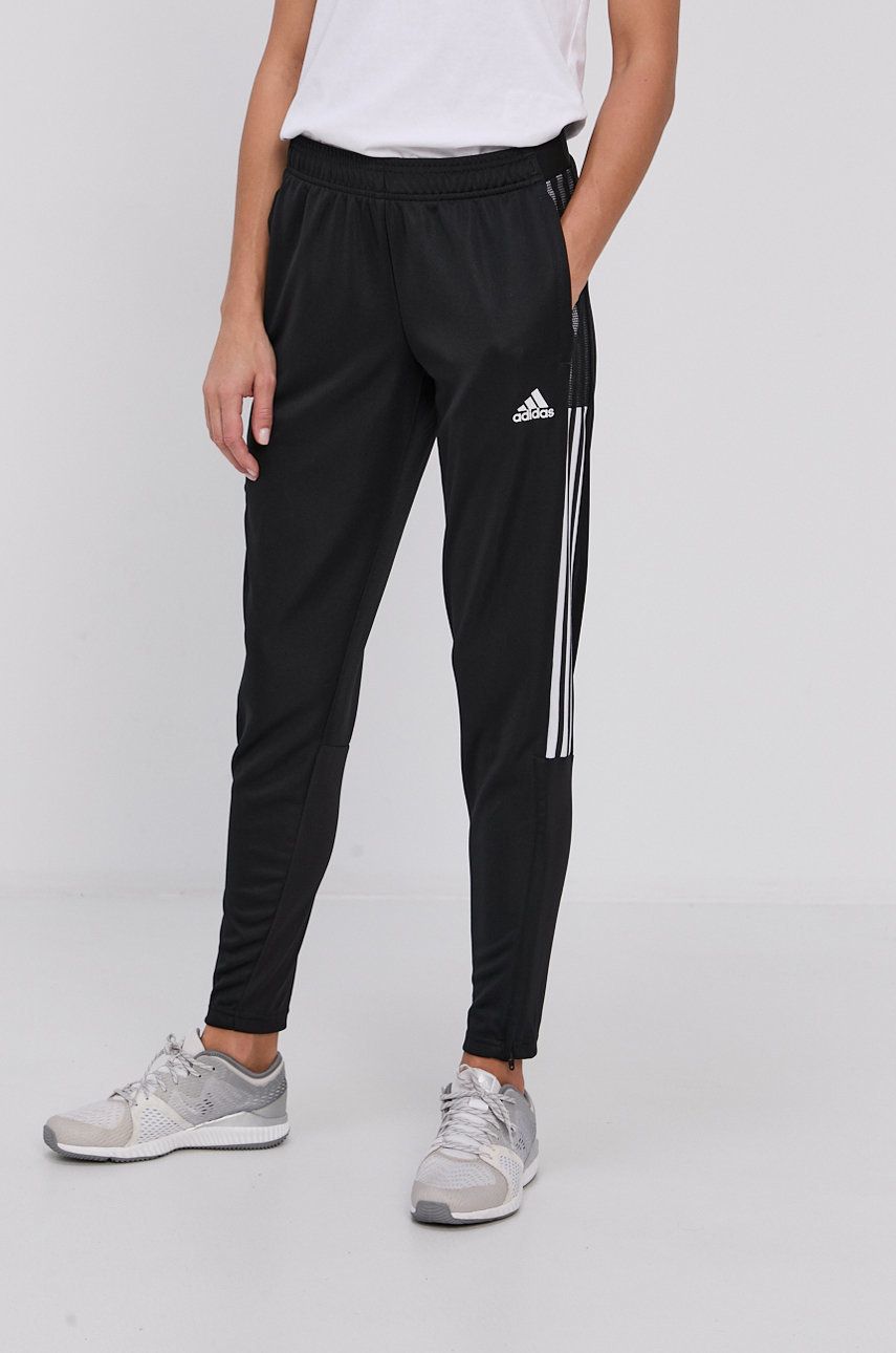 Adidas Performance Pantaloni GQ1241 femei, culoarea negru, cu imprimeu