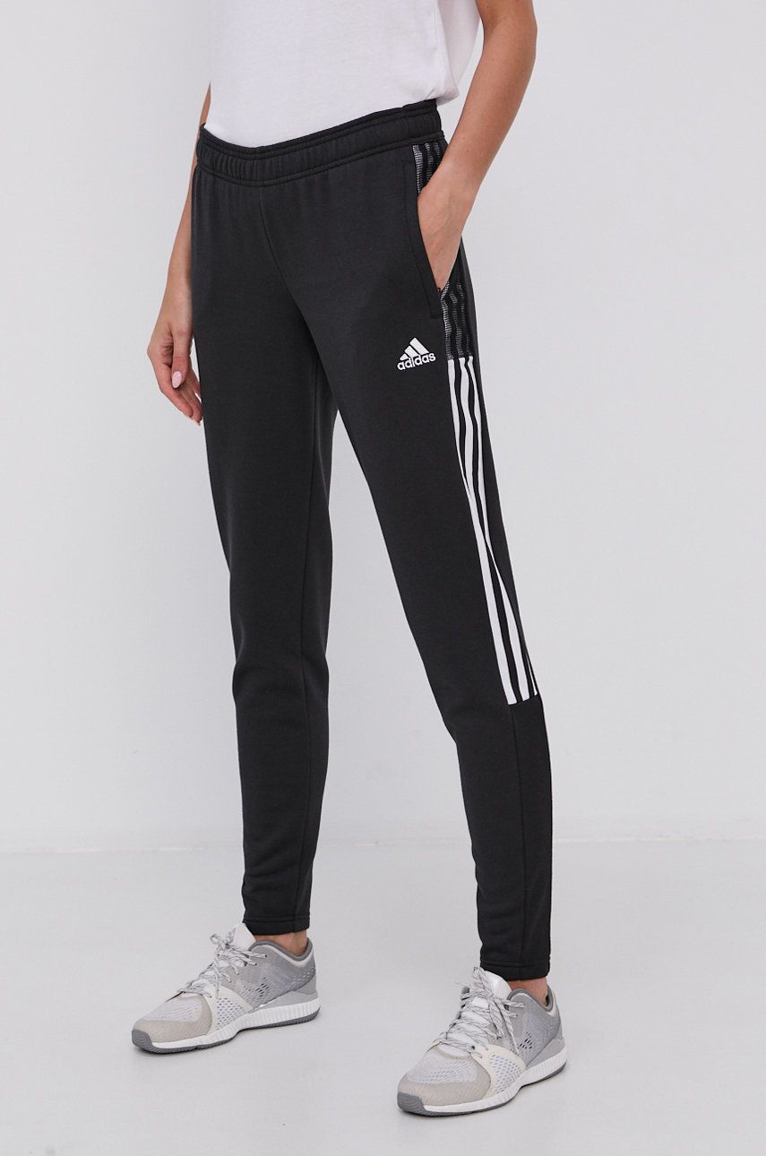 Adidas Performance Pantaloni GM7334 femei, culoarea negru, cu imprimeu