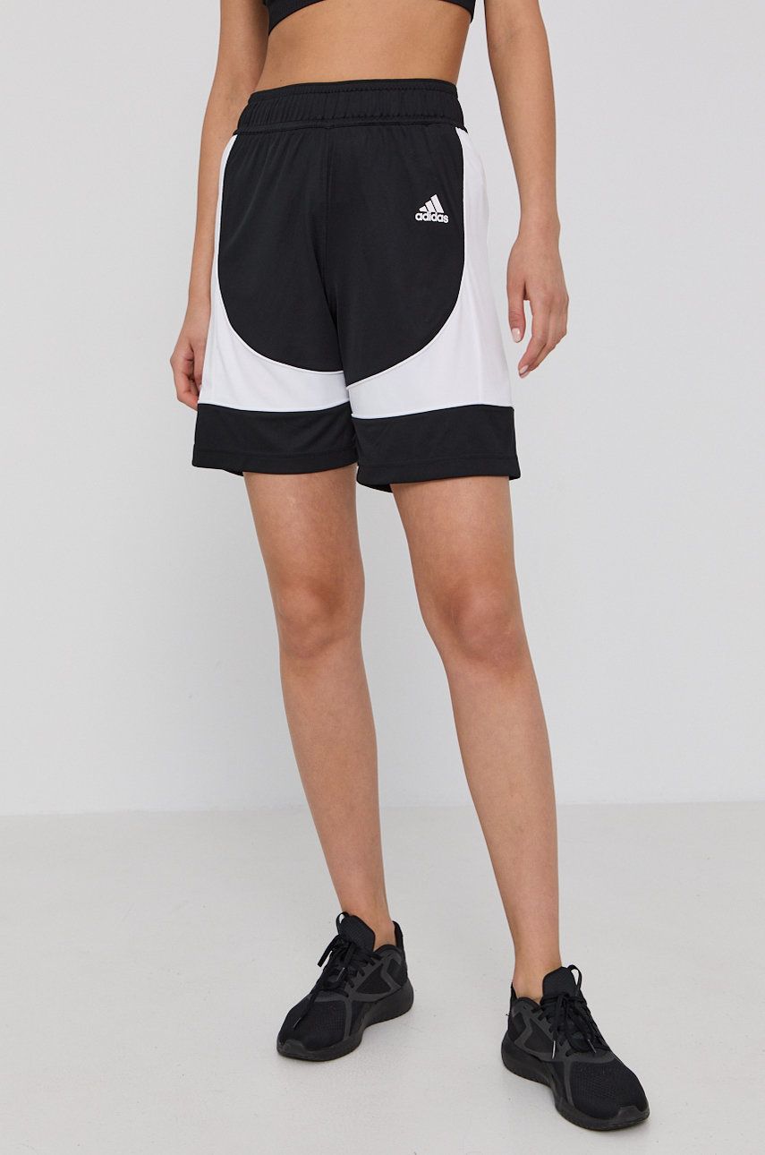 Adidas Performance Pantaloni scurți FR9420 femei, culoarea negru, material neted, high waist
