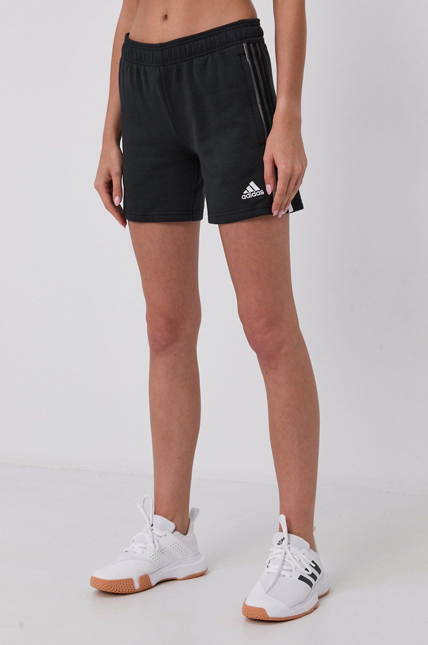 Adidas Performance Pantaloni scurți GM7330 femei, culoarea negru, material neted, medium waist