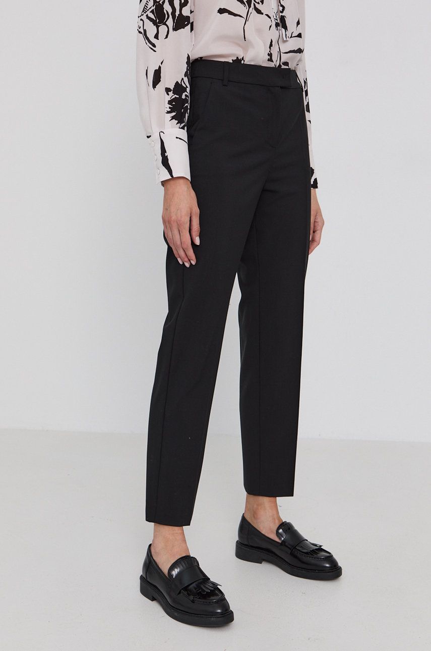 MAX&Co. Pantaloni DORIA femei, culoarea negru, model drept, medium waist