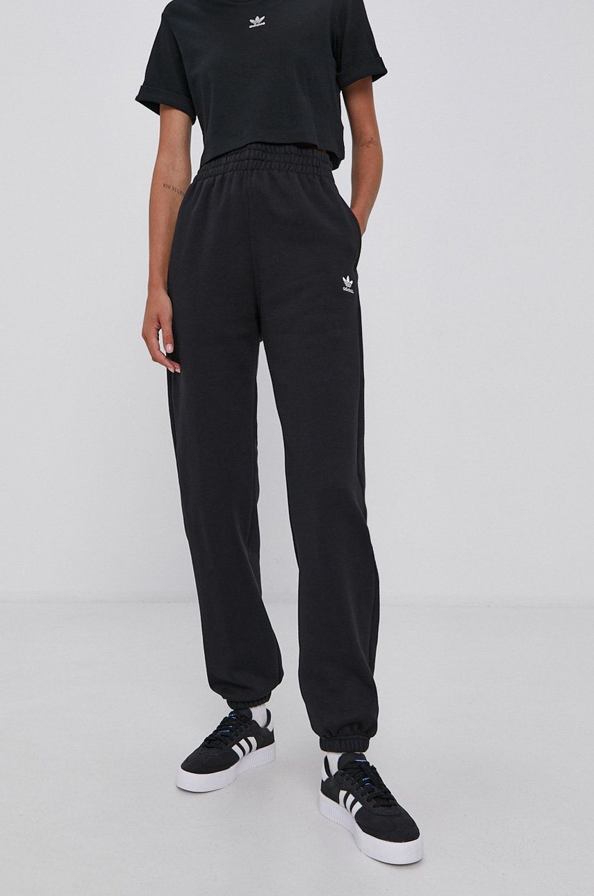 Adidas Originals Pantaloni H06629 femei, culoarea negru, material neted