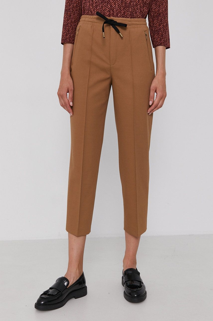 Drykorn Pantaloni Access femei, culoarea maro, model drept, high waist