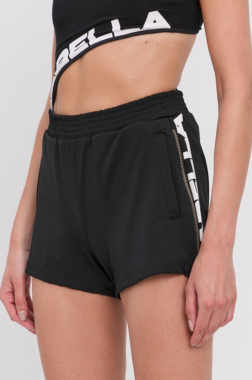 LaBellaMafia Pantaloni scurți femei, culoarea negru, cu imprimeu, medium waist