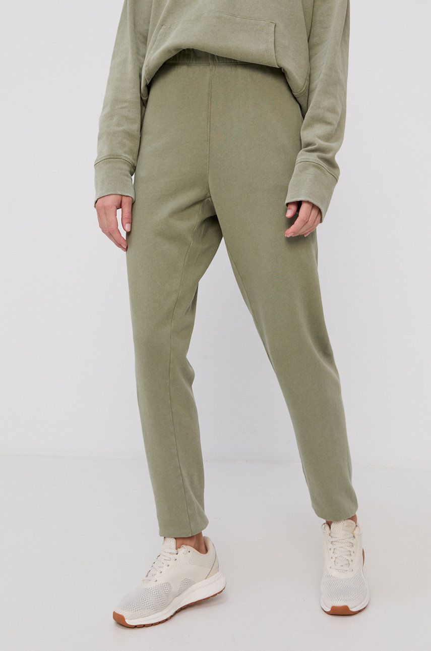 Dkny Pantaloni femei, culoarea verde, material neted