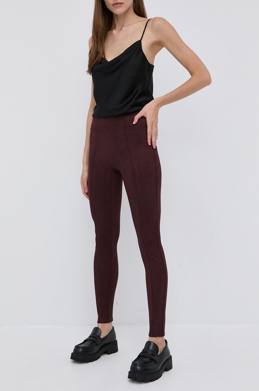 Spanx Pantaloni femei, culoarea maro, material neted