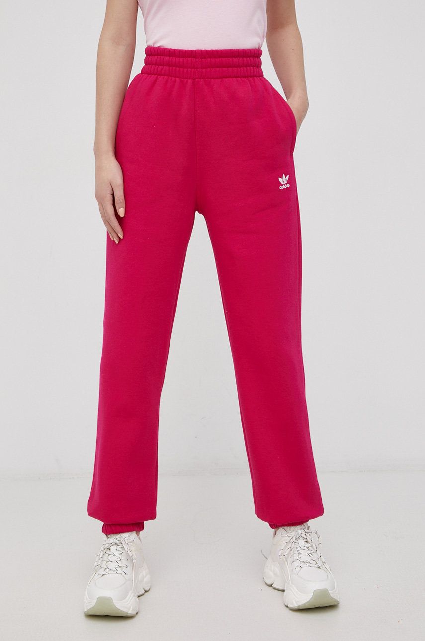Adidas Originals Pantaloni HD9814 femei, culoarea roz, material neted