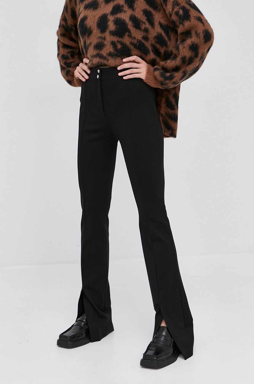 Hugo Pantaloni femei, culoarea negru, mulat, high waist