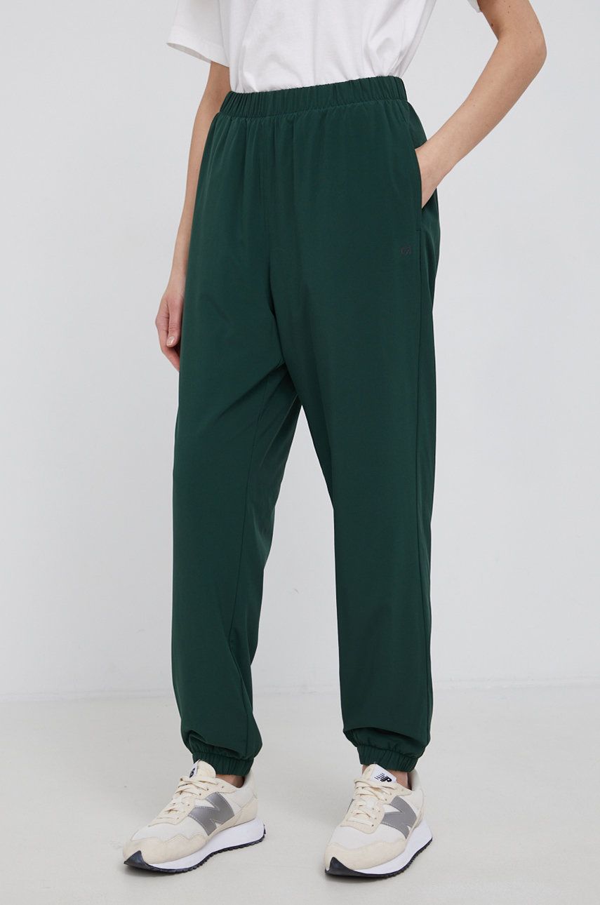 GAP Pantaloni reversibili femei, culoarea verde, jogger, medium waist