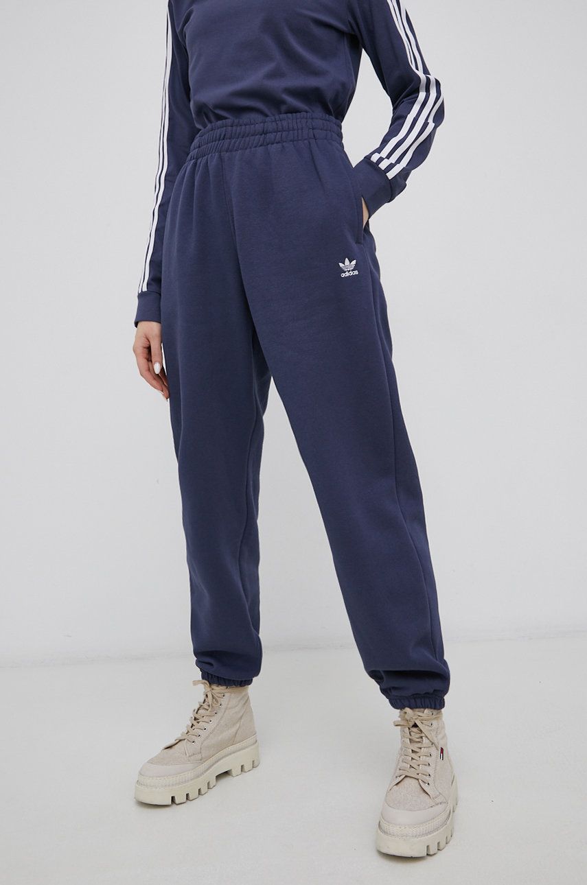 adidas Originals pantaloni Adicolor HF7514 femei, culoarea albastru marin, neted