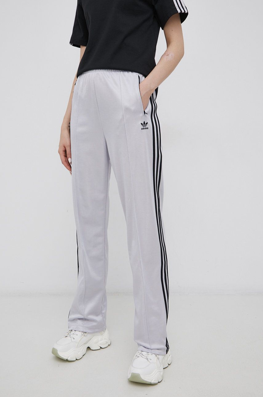 adidas Originals pantaloni HF7529 femei, culoarea argintiu, neted